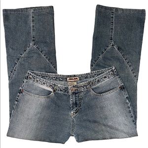 vintage jou jou flare leg low rise denim jeans